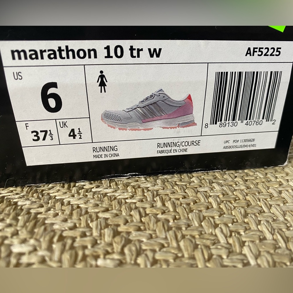 Adidas Women's Marathon 10 running sneaker athletic shoes grey pink new in box 6 - Picture 8 of 11